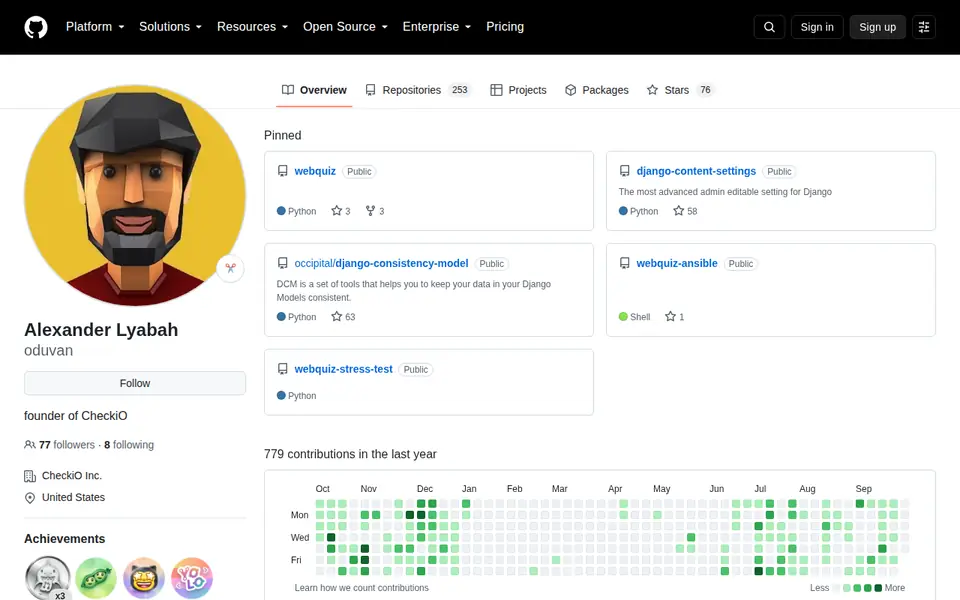 Alex's GitHub profile